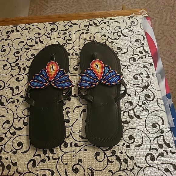 Ugandan Beaded Sandals - Picture 1 of 5